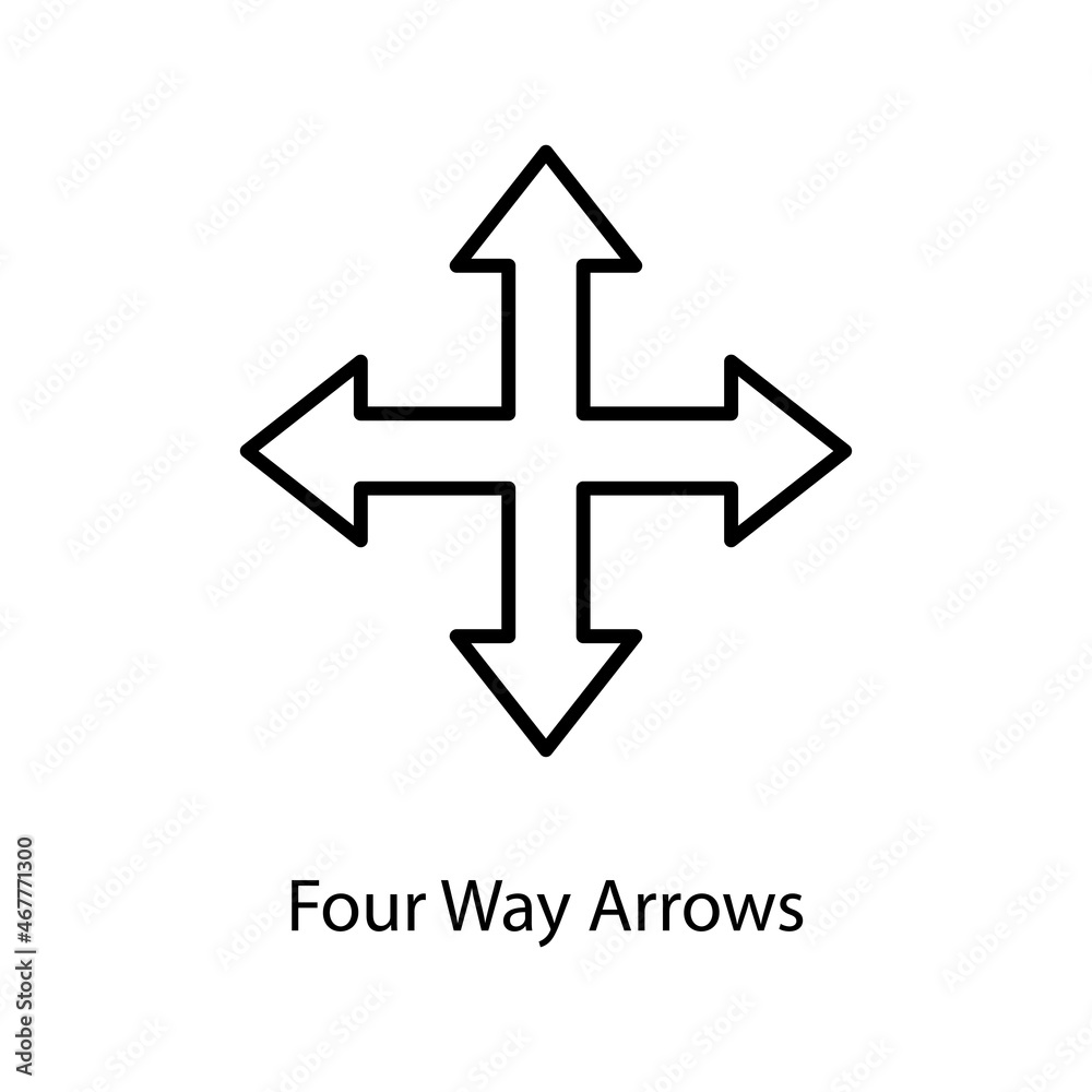 Four Way Arrows Trendy solid icon isolated on white and blank background for your design Four Way Arrows Trendy solid icon isolated on white and blank background for your design