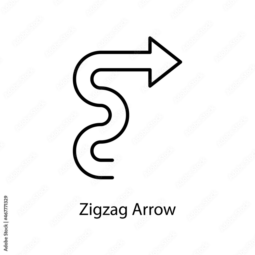 Zigzag Arrow Trendy solid icon isolated on white and blank background for your design Zigzag Arrow Trendy solid icon isolated on white and blank background for your design
