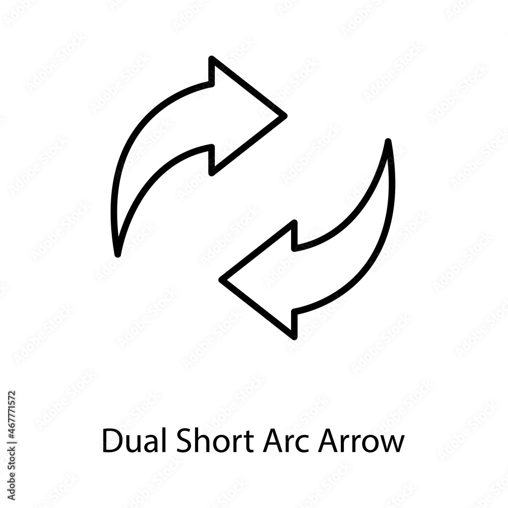Dual Short Arc Arrow Trendy solid icon isolated on white and blank background for your design Dual Short Arc Arrow Trendy solid icon isolated on white and blank background for your design