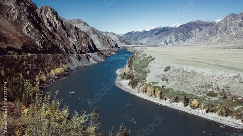 Chuya river view in the mountains in Altai Republic. Russia.