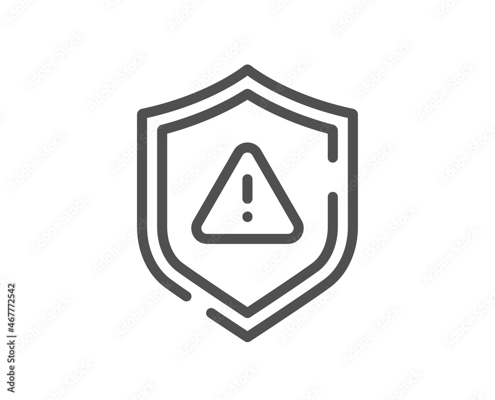 Shield line icon. Privacy secure sign. Safe defense symbol. Quality design element. Linear style shield icon. Editable stroke. Vector
