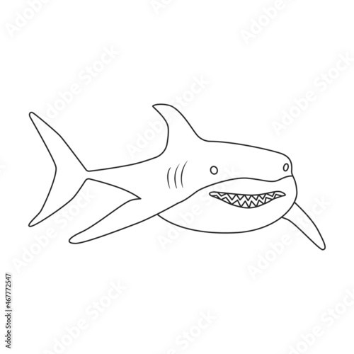 Shark outline vector icon.Outline vector illustration fish of sea. Isolated illustration of shark icon on white background.