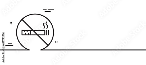 No smoking line icon. Stop smoke sign. Hotel service symbol. Minimal line illustration background. No smoking line icon pattern banner. White web template concept. Vector