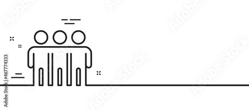 Friendship line icon. Friends group sign. Assistance business symbol. Minimal line illustration background. Friendship line icon pattern banner. White web template concept. Vector