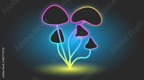 Colorful psychedelic effect abstract mushrooms