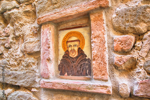 Deruta, detail of the old town. Decorated ceramic tile photo