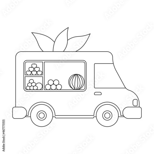 Food trailer vector icon.Outline vector icon isolated on white background food trailer.