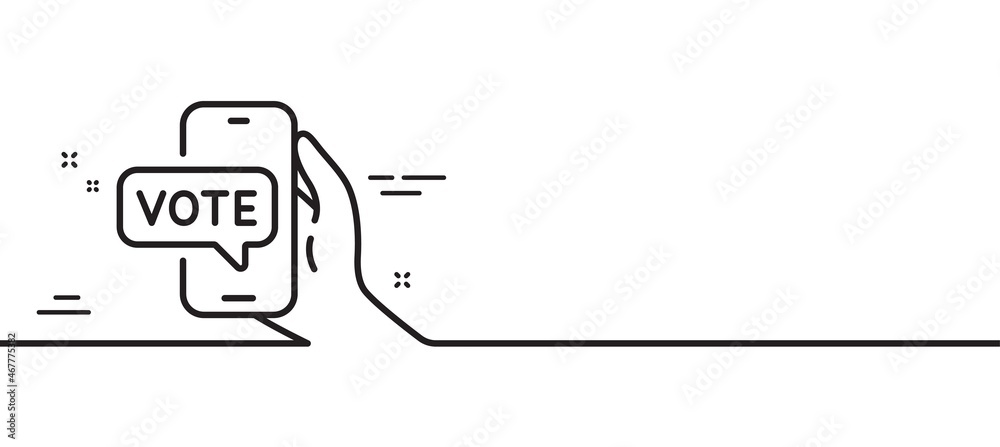 Online voting line icon. Internet vote sign. Web election symbol. Minimal line illustration background. Online voting line icon pattern banner. White web template concept. Vector Online voting line icon. Internet vote sign. Web election symbol. Minimal line illustration background. Online voting line icon pattern banner. White web template concept. Vector