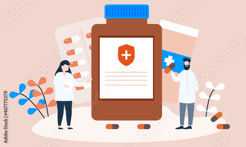Health insurance concept. Rx medical prescription. The doctor writes signature in recipe Healthcare and medical service.