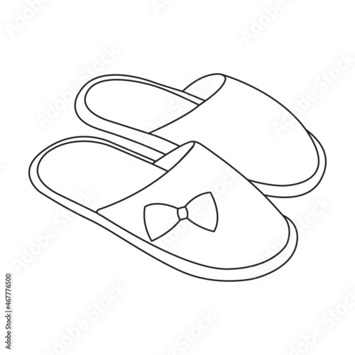 Slippers vector icon.Outline vector icon isolated on white background slippers.