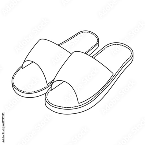 Slippers vector icon.Outline vector icon isolated on white background slippers.