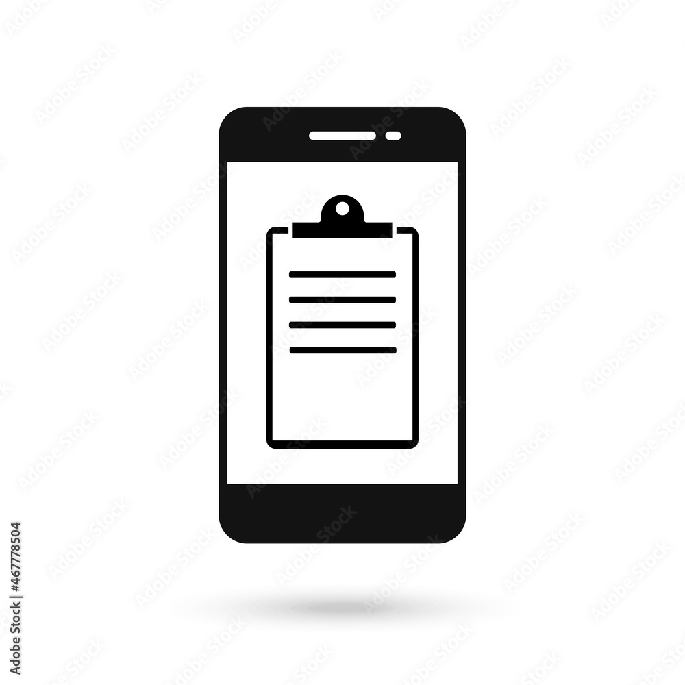 Mobile phone flat design with clipboard icon. Mobile phone flat design with clipboard icon.