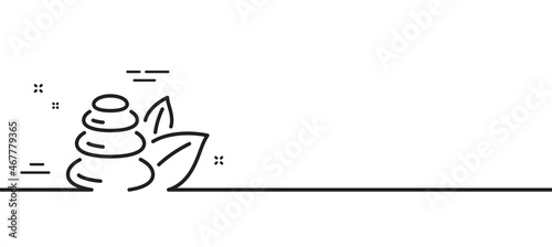 Spa stones line icon. Bath resort sign. Hotel service symbol. Minimal line illustration background. Spa stones line icon pattern banner. White web template concept. Vector