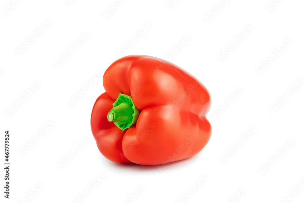red sweet bell pepper isolated on white background, closeup, clipping path