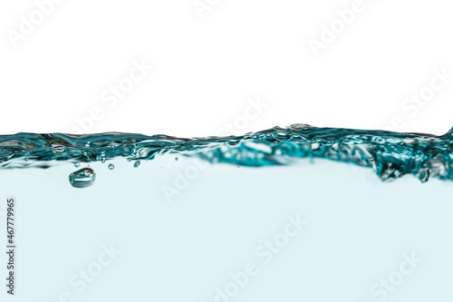 Water splashes with bubbles isolated background.