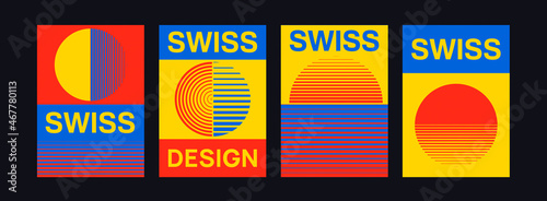 Set of Swiss Design Posters. Geometric Shapes Pattern Vector Design. Modern bauhaus cover template.