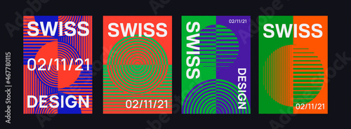 Set Of Abstract Geometric Posters. Swiss Design Pattern Vector Shapes. Modern Placards.