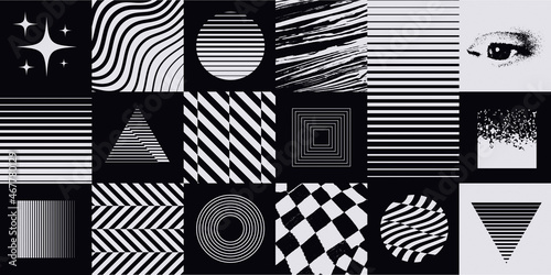 Modern Bauhaus Geometric Background. Abstract Shapes. Postmodern Artwork. Collage Of Textures and Graphic Elements Vector Design.