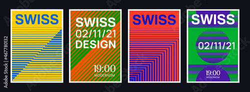 Set of Swiss Design Posters. Geometric Shapes Pattern Vector Design. Modern bauhaus cover template.