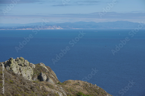 Panoramic view of the Pacific Ocean side of the Golden Gate bay lookin south from the north shores