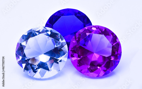 Large Gems - Birthstones Sapphire Rose Diamond on an isolated background.