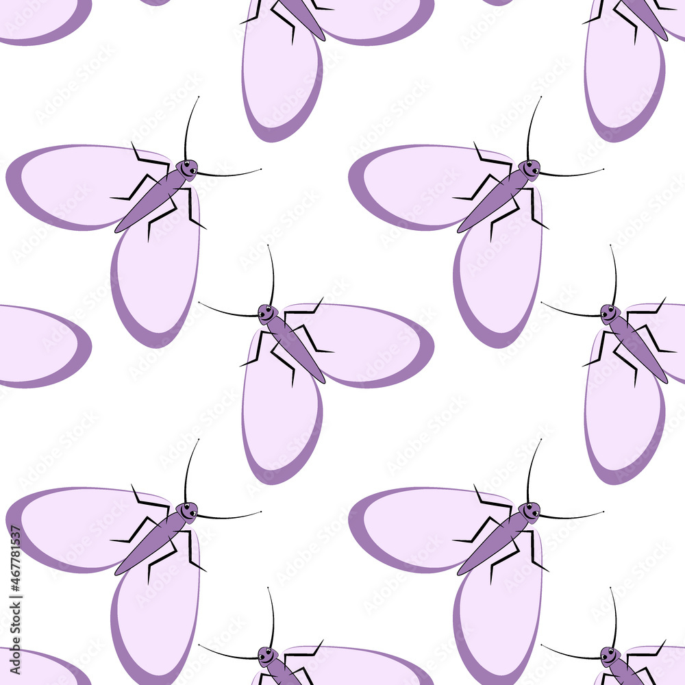 Illustration on a square background - stylized moths - graphics. Summer, insects, unbearable ease of life