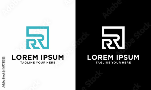 Creative and Minimalist Letter RR R Logo Design Icon |Editable in Vector Format in Black and White background.