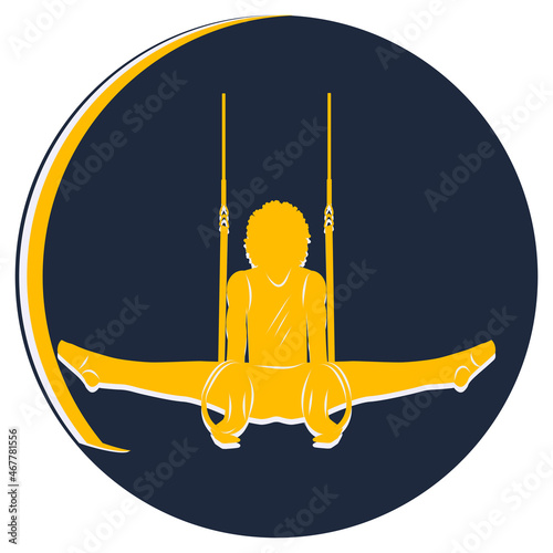Exercise on rings, icon - vector. Sport. Active activities at home. Logo.