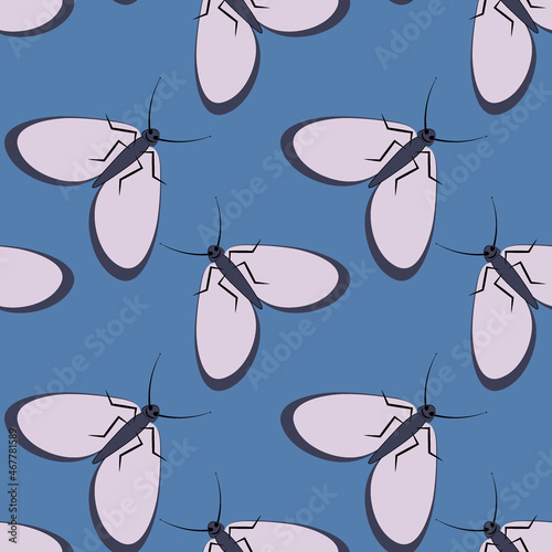 Illustration on a square background - stylized moths - graphics. Summer, insects, unbearable ease of life