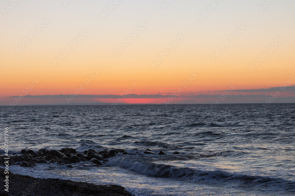 Atmospheric seascape after sunset.