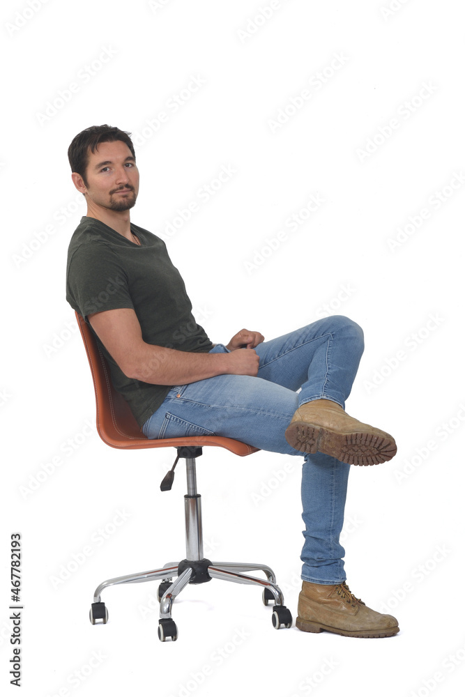 man sitting cross legged side view