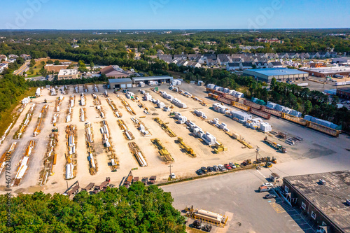 aerial image of a lumber yard photo