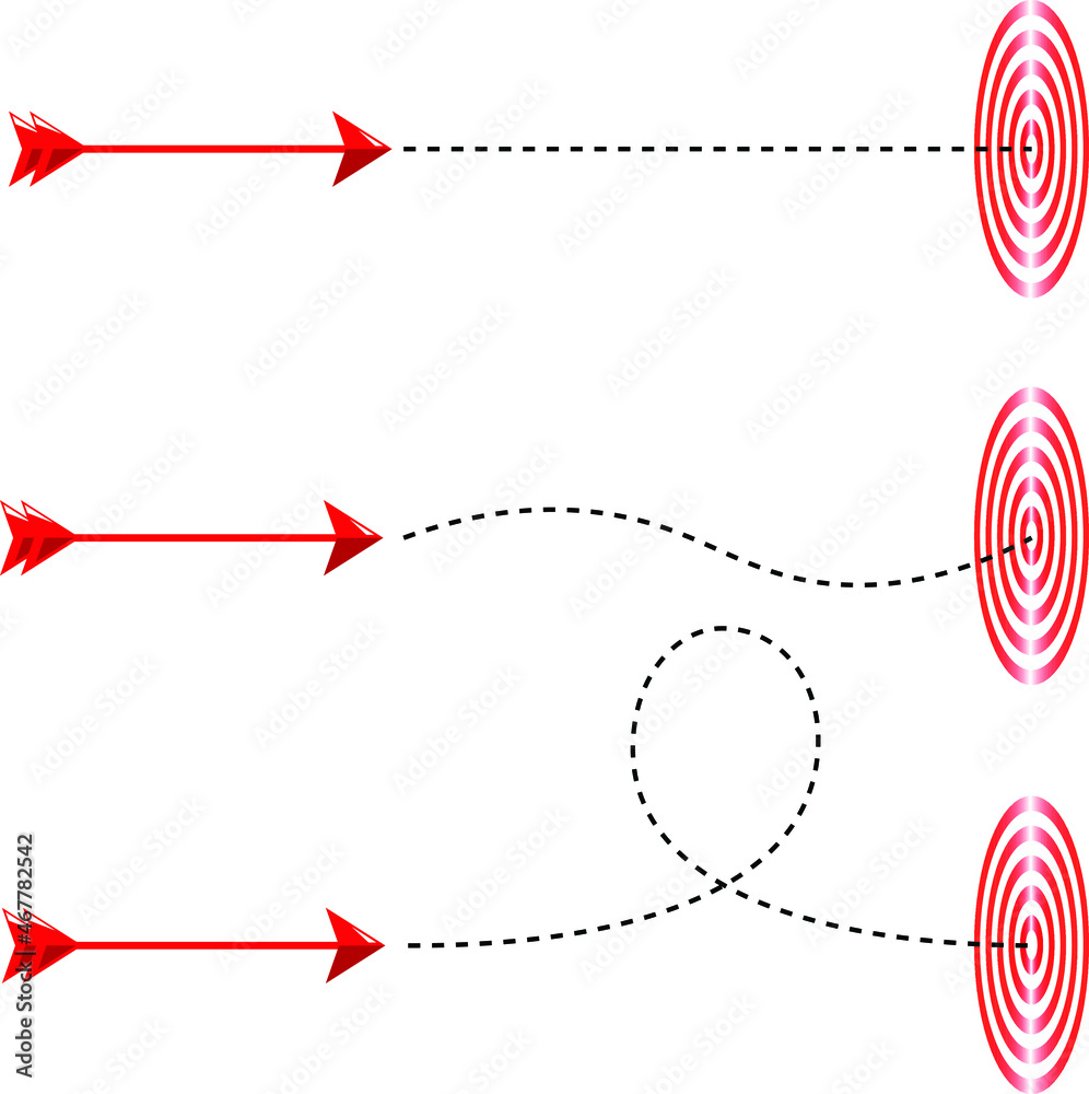 shooting targets with a flying red arrow and a flight path Stock Vector ...