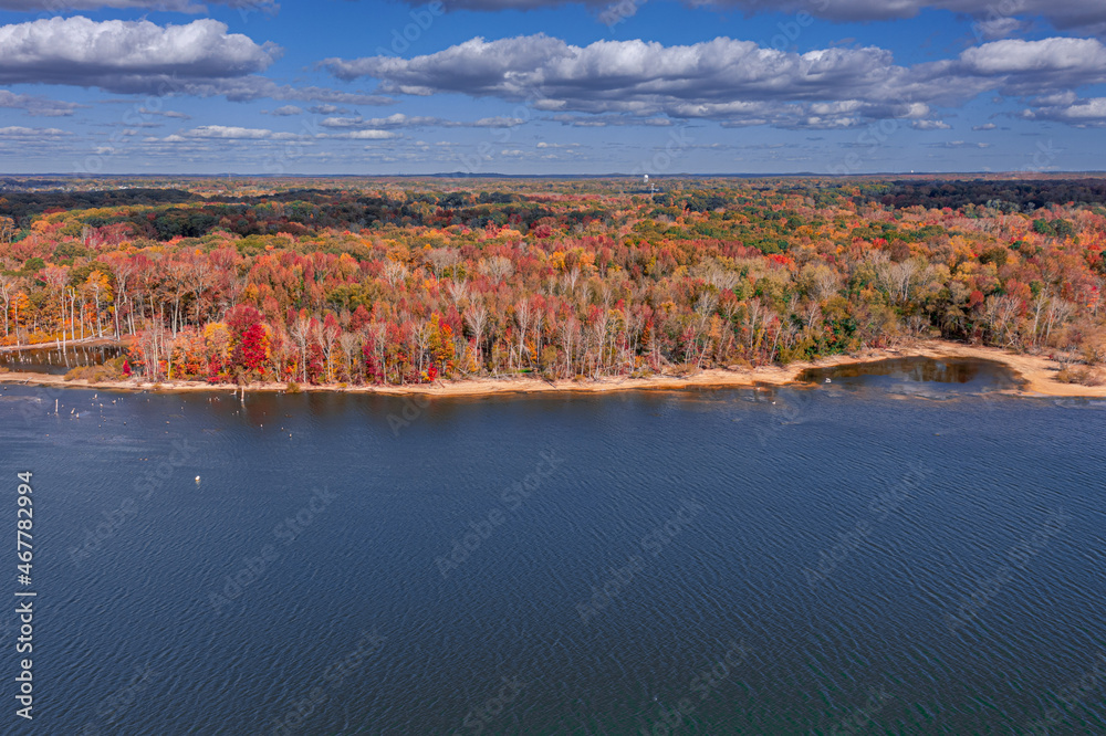 Obraz premium aerial image of a fall lake 