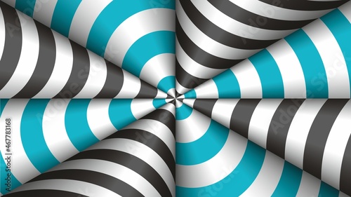 Background illusion cones in turquoise , black and white. Dimension 16:9. Vector illustration. EPS10.