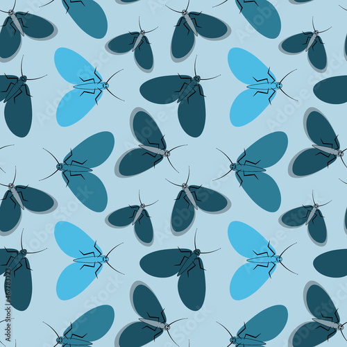 Seamless pattern - stylized moths - graphics. Summer, insects, unbearable ease of life. Wallpapers, textiles, packaging