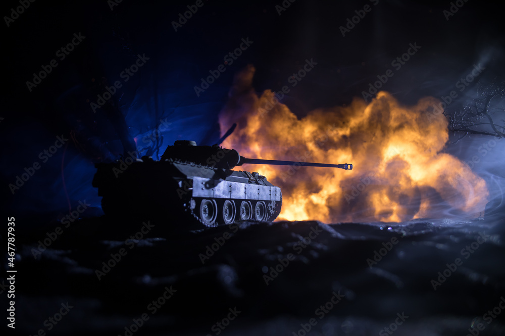 War Concept. Military silhouettes fighting scene on war fog sky background, World War Soldiers Silhouette Below Cloudy Skyline At night. Battle in ruined city. Selective focus War Concept. Military silhouettes fighting scene on war fog sky background, World War Soldiers Silhouette Below Cloudy Skyline At night. Battle in ruined city. Selective focus