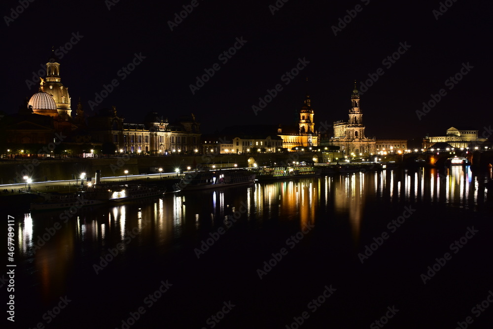 dark night urban landscape in Dresden