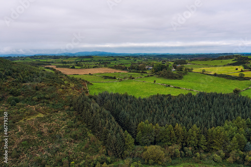 Fototapeta Naklejka Na Ścianę i Meble -  aerial view cloudy summer countryside, Northern Ireland