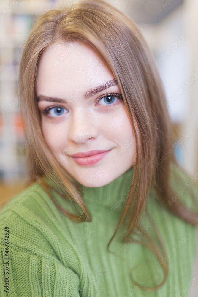 Portrait of a beautiful girl with blue eyes. Portrait of a beautiful girl with blue eyes.