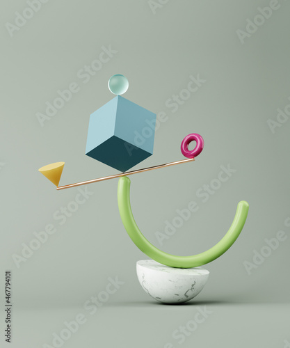 Tela Balancing abstract 3d rendering composition