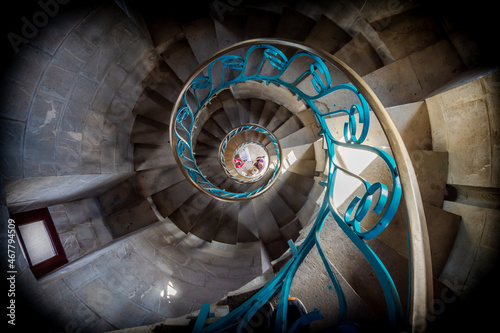 staircase with spiral stair photo