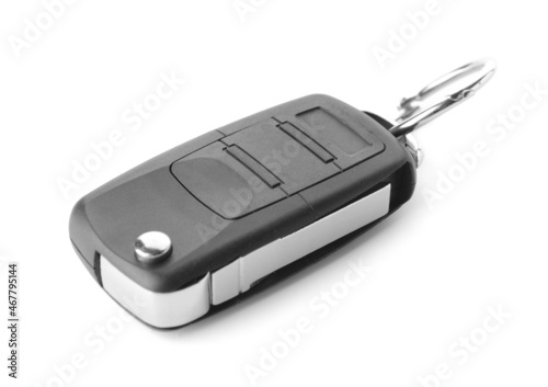 Modern car key on white background