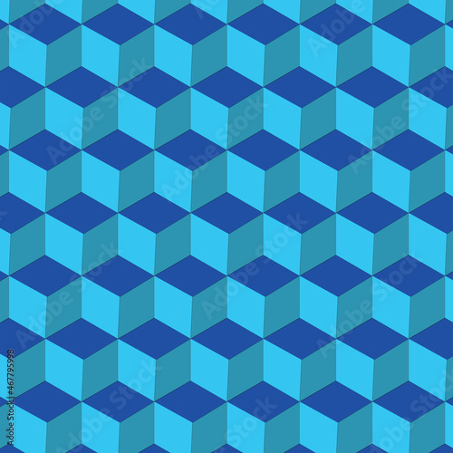 Retro Abstract 3D blue cubes seamless pattern. Great for website backgrounds, posters, banners, business cards, wallpaper and home décor 