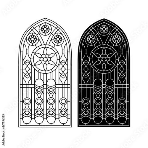 Gothic windows. Vintage frames. Church stained-glass windows