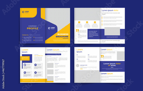 Multipage business brochure template design, annual report, company profile template layout design with cover.