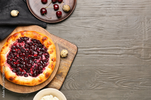 Homemade cherry galette wit...