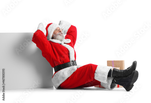 Santa Claus with blank post...