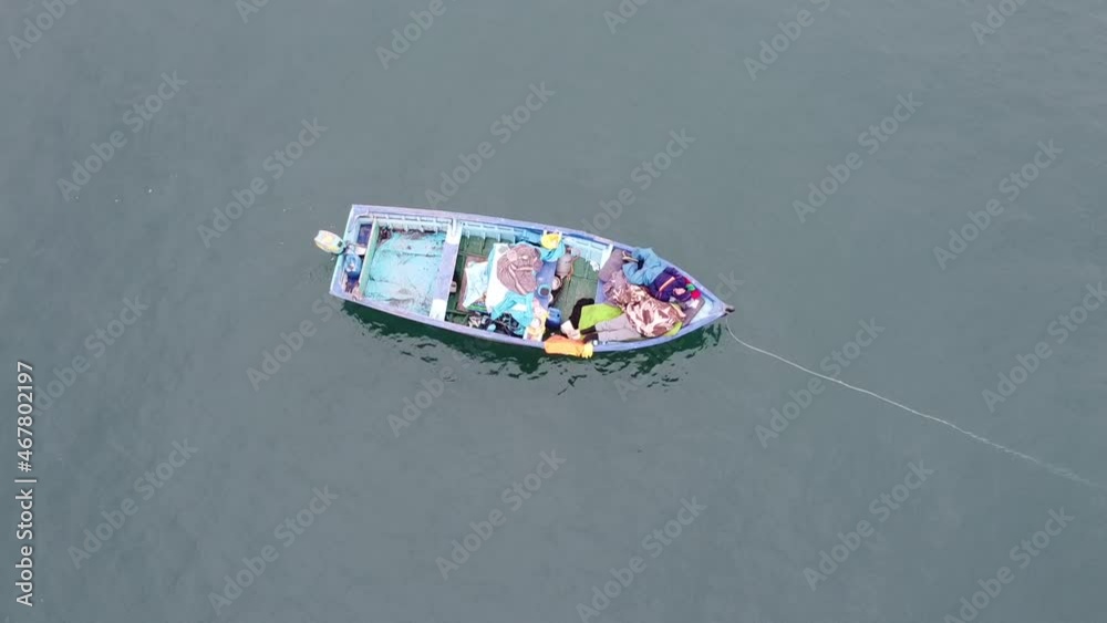 Lonely boat on the ocean. Lonely boat on the ocean.