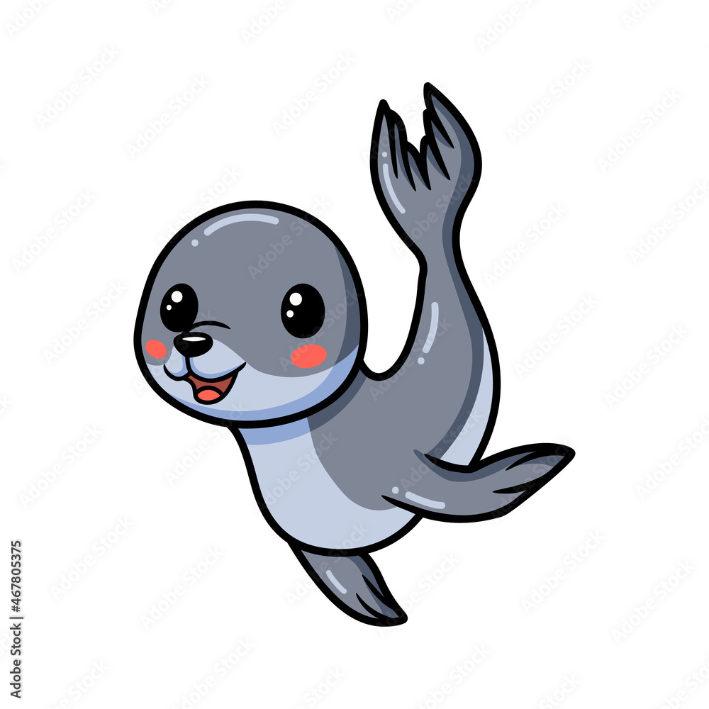 Fototapeta premium Cute little seal cartoon posing